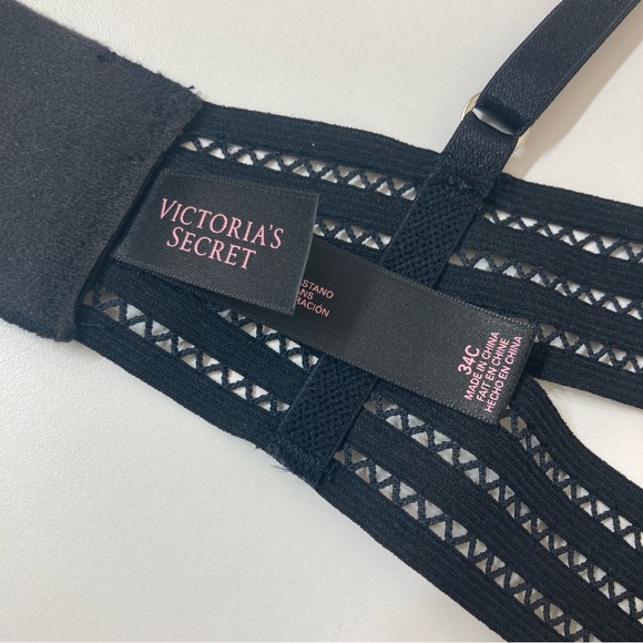 Victoria’s Secret Black Sheer Lace Plunge Unlined Underwire Bra 32C Coquette - Picture 3 of 11